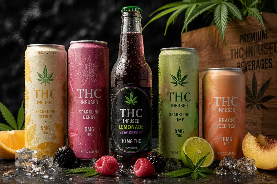 THC-infused sparkling beverages, available to guests 21+